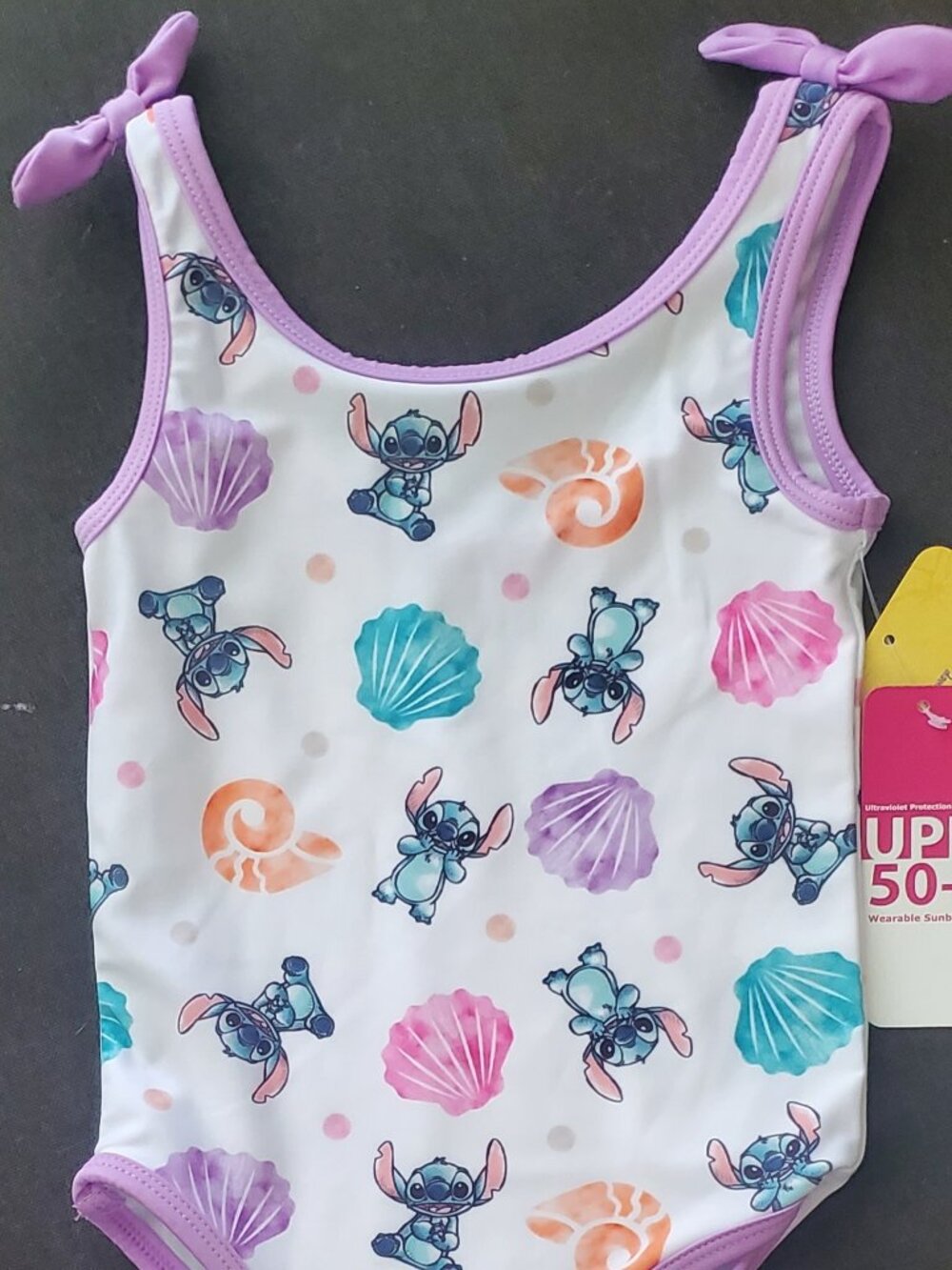 Disney's Stitch One Piece Swimsuit With Bows Girl's Size 4